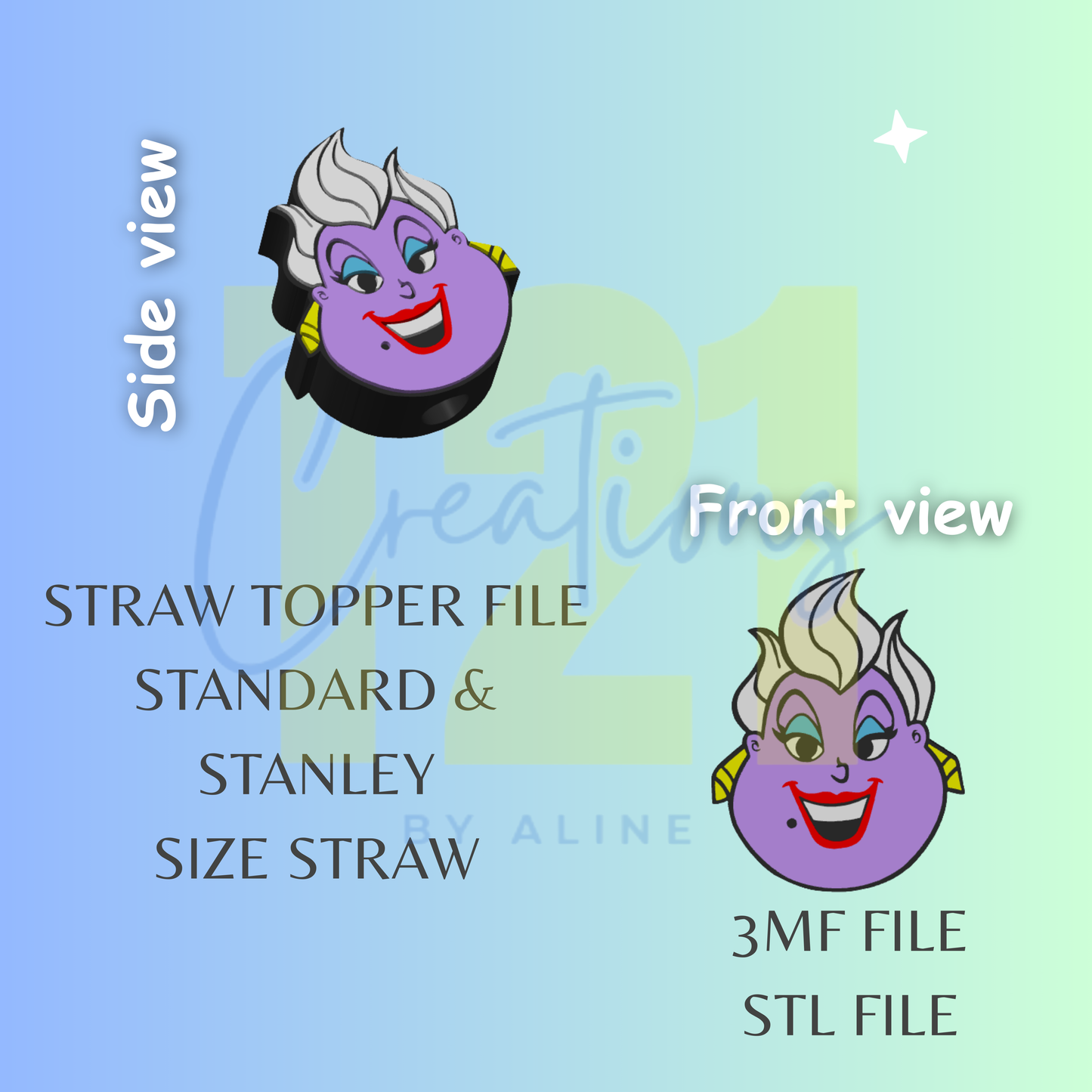 PURPLE WITCH STRAW TOPPER STL FILE