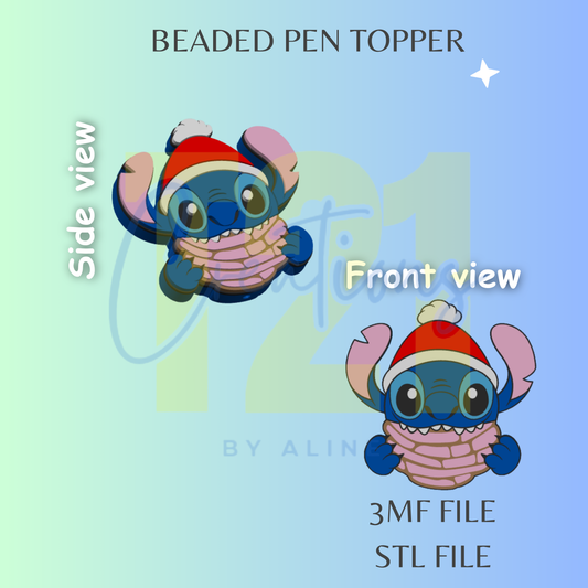 XMAS CONCHA BLUE ALIEN PEN TOPPER STL FILE