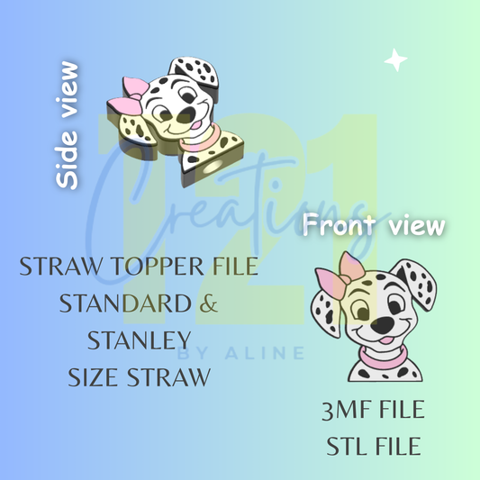 GIRL DALMATION STRAW TOPPER STL FILE