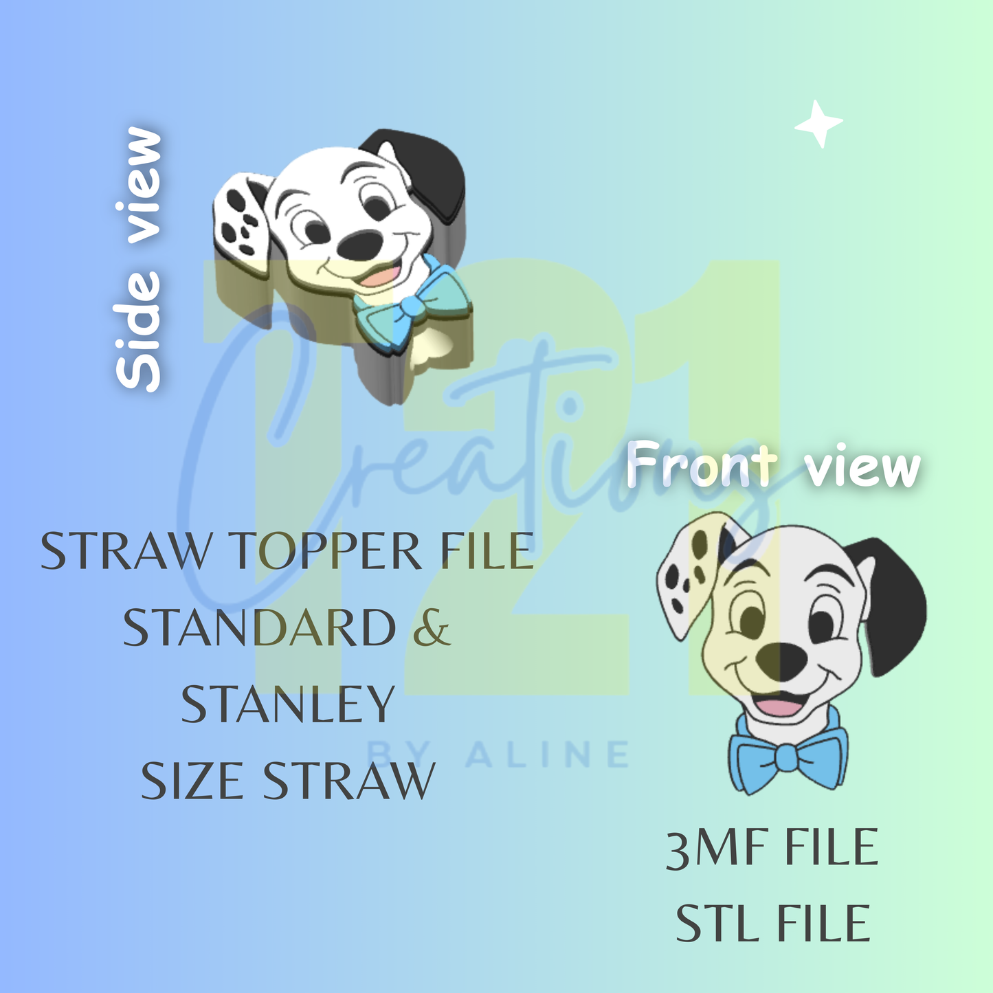 BOY DALMATION STRAW TOPPER STL FILE