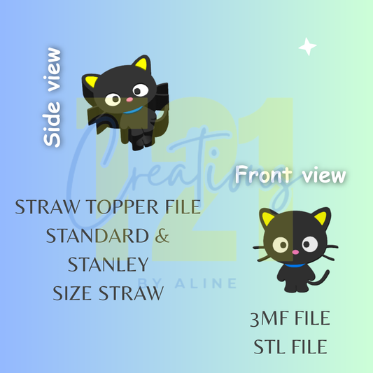 CHOCO-CAT STRAW TOPPER STL FILE