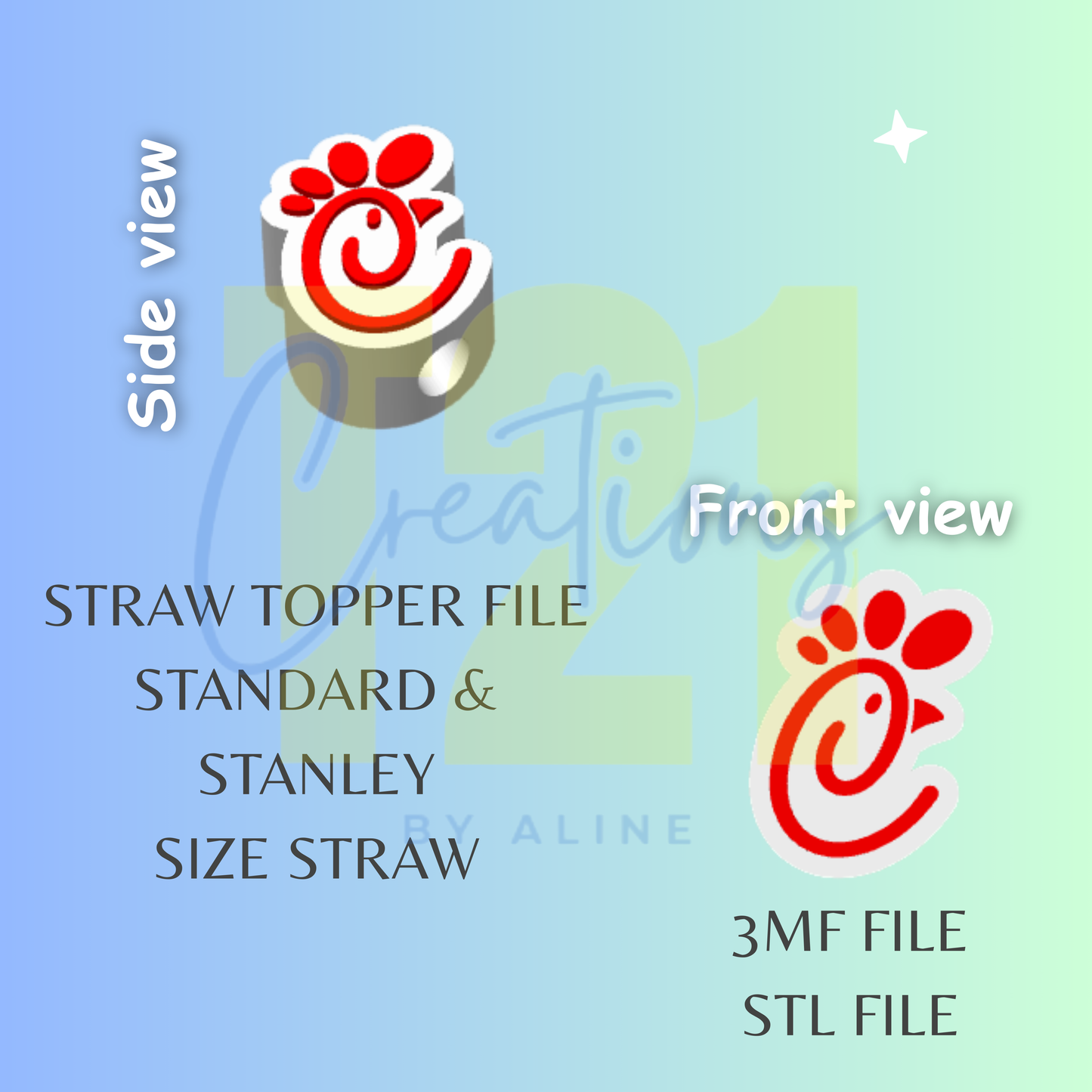 CHICK FOOD STRAW TOPPER STL FILE