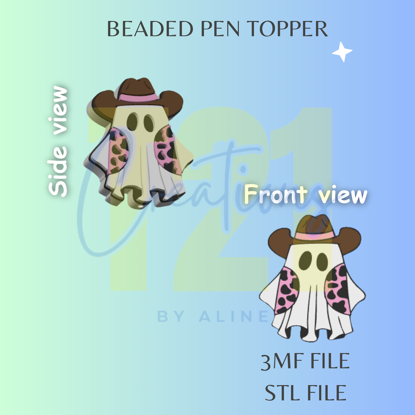 COWBOY GHOST PEN TOPPER STL FILE