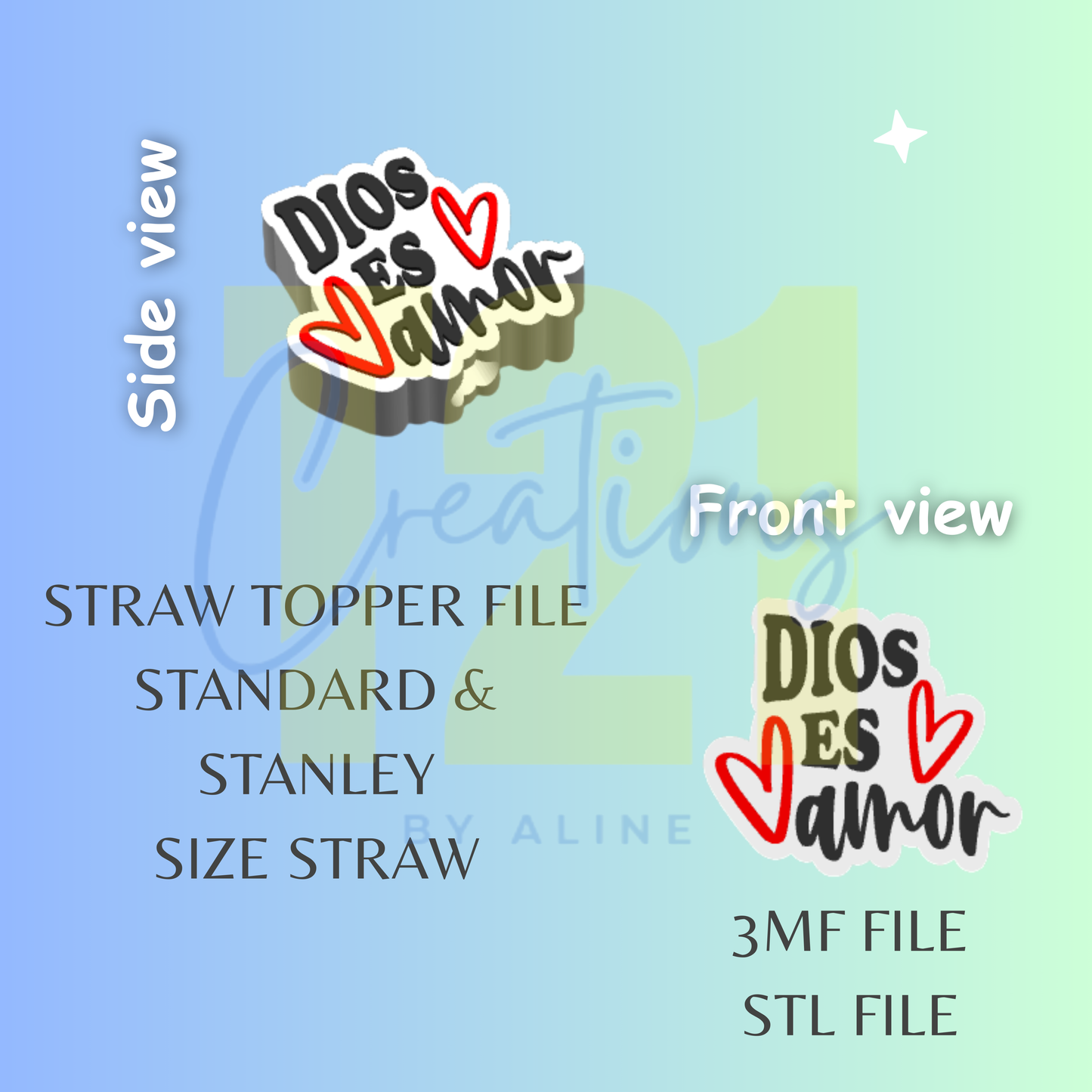 DIOS ES AMOR STRAW TOPPER STL FILE