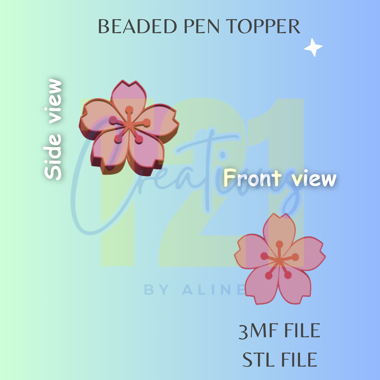 CHERRY BLOSSOM PEN TOPPER STL FILE