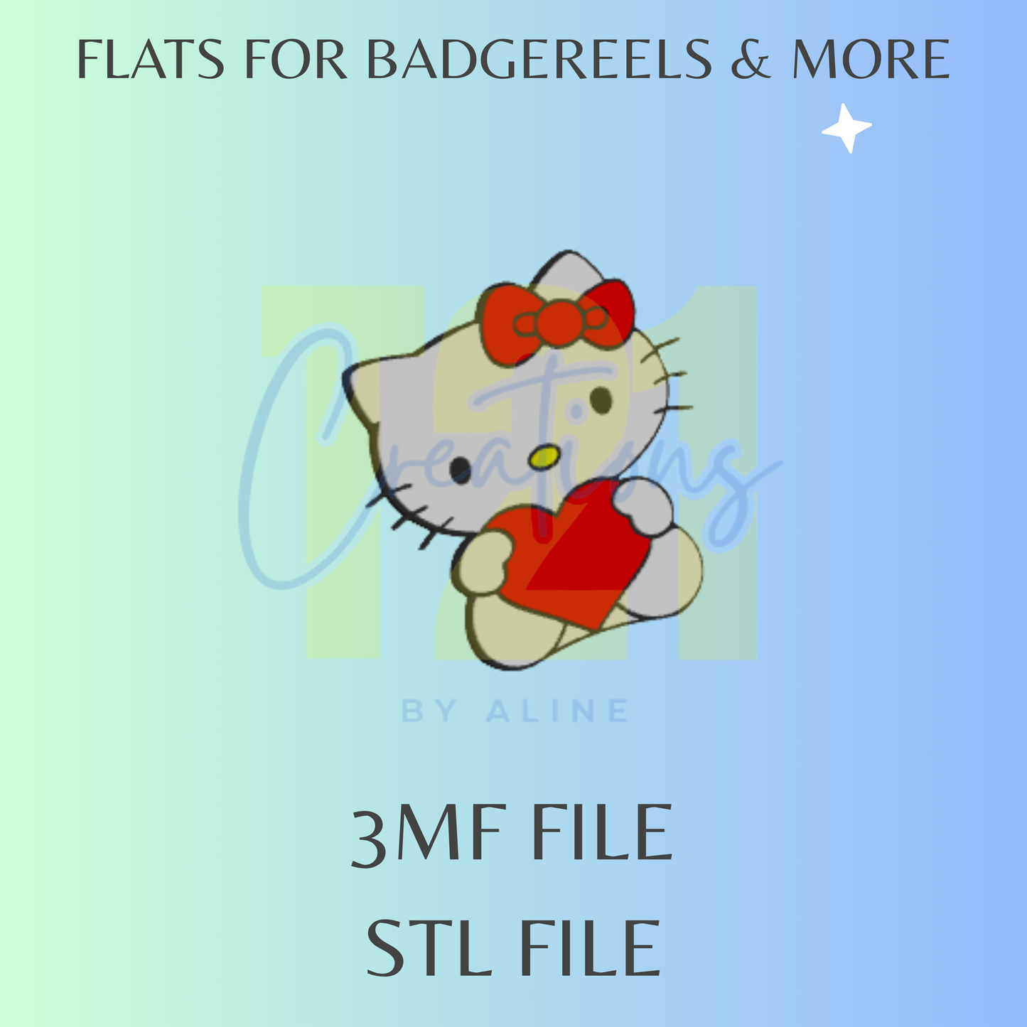 HEART KITTY FLAT STL FILE