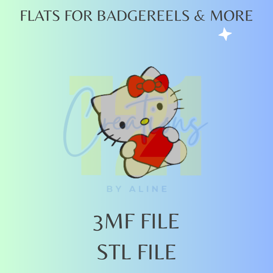 HEART KITTY FLAT STL FILE
