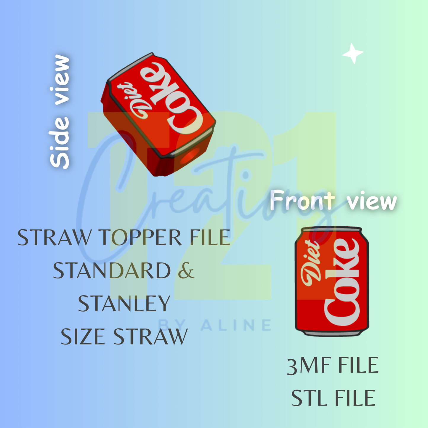 DIET CO-KE STRAW TOPPER STL FILE