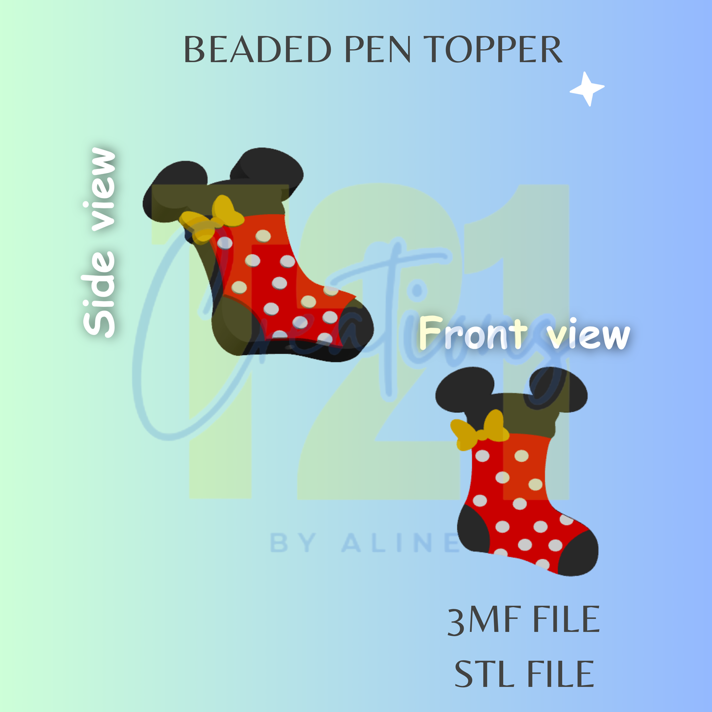 GIRL MOUSE STOCKING PEN TOPPER STL FILE