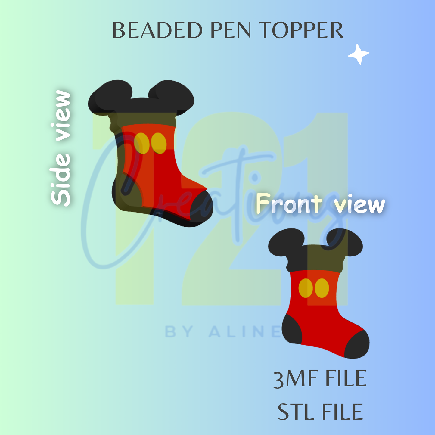 BOY MOUSE STOCKING PEN TOPPER STL FILE