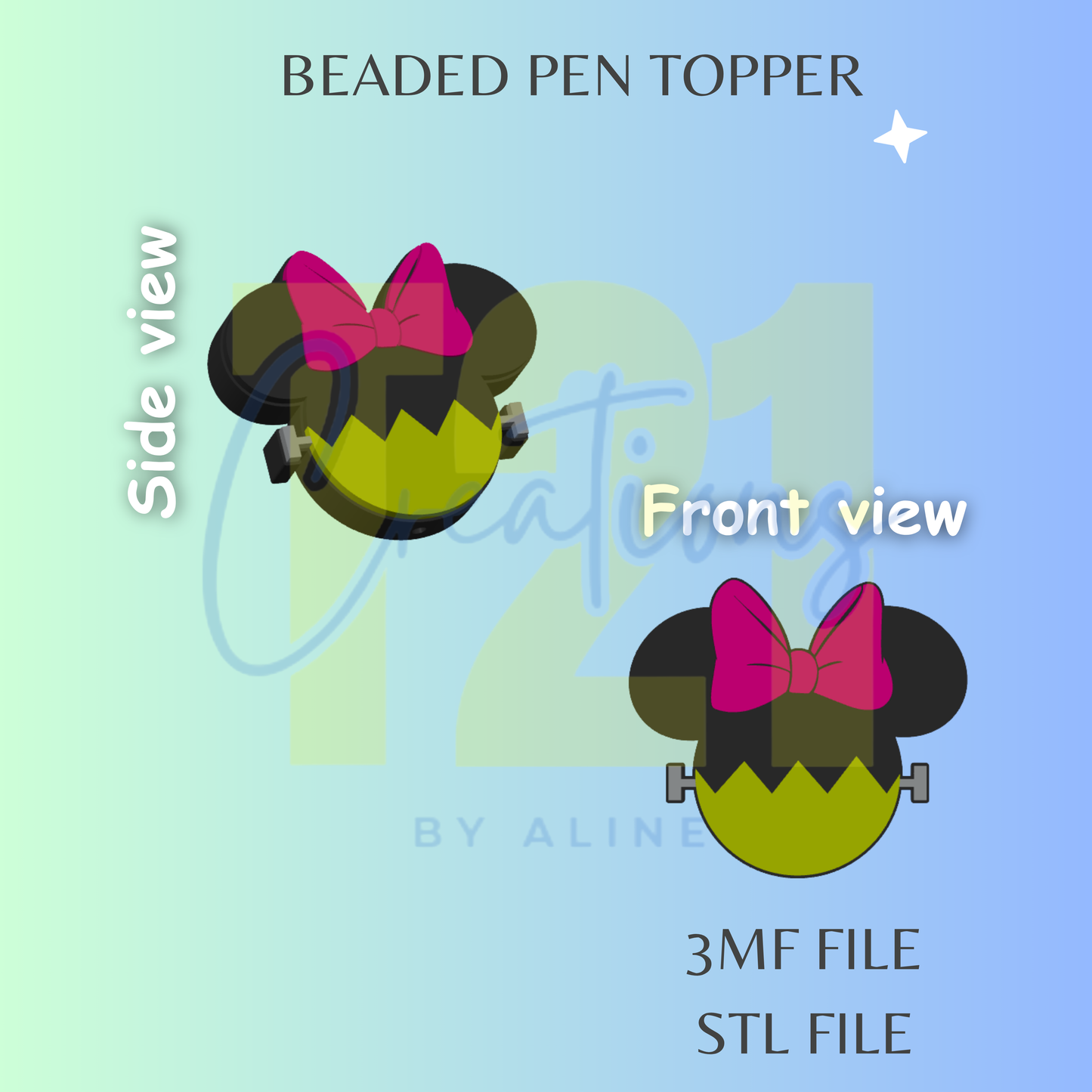 GIRL MOUSE ZOMBIE PEN TOPPER STL FILE
