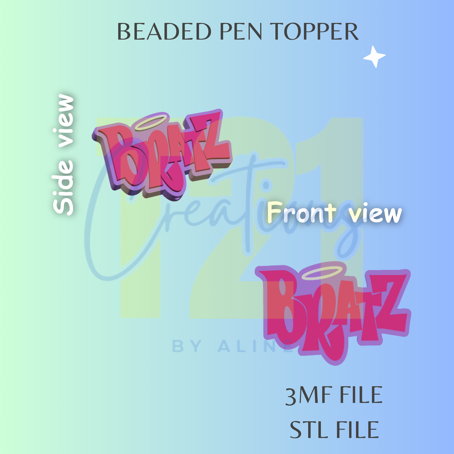 DOLLS NAME PEN TOPPER STL FILE