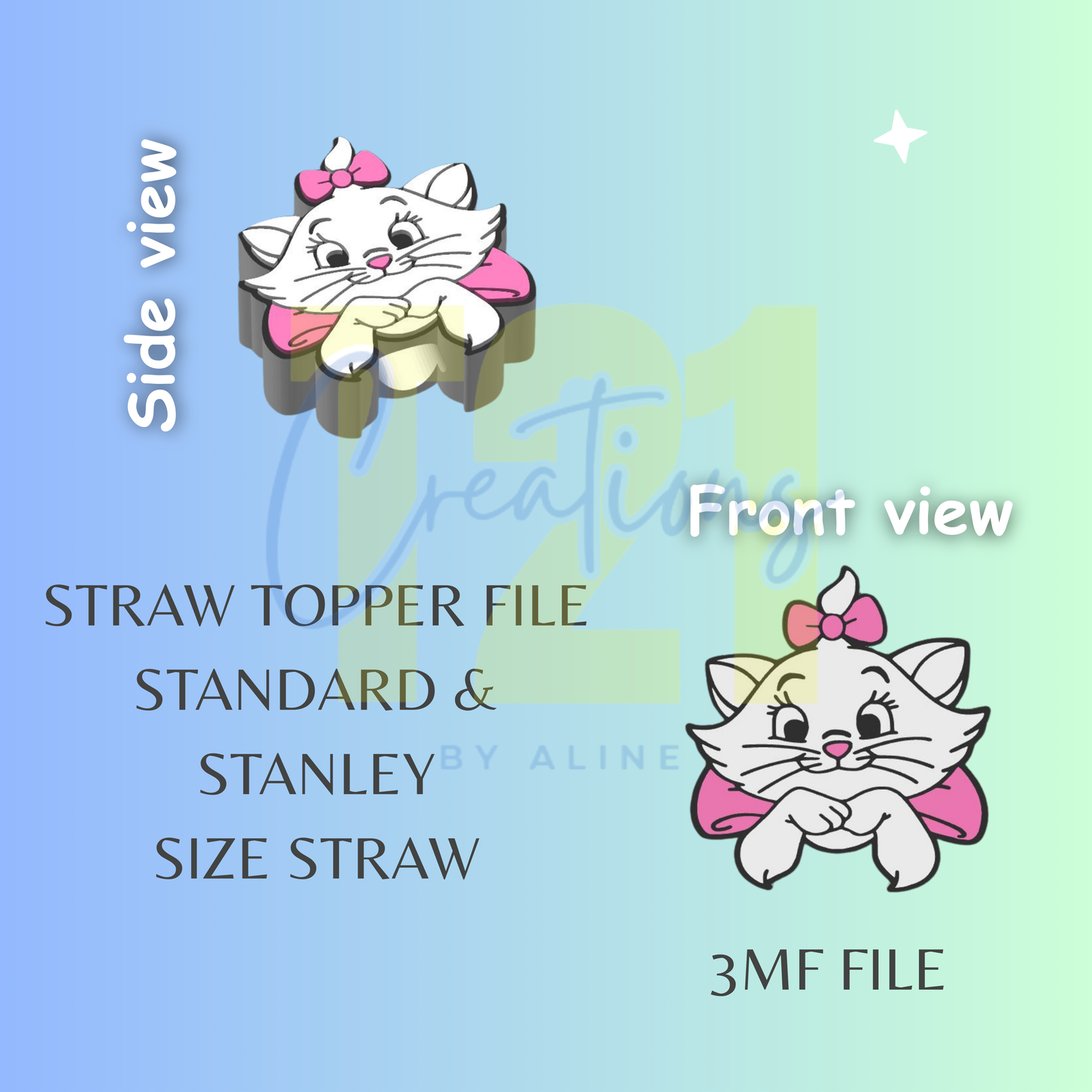 SASSY CAT STRAW TOPPER STL FILE