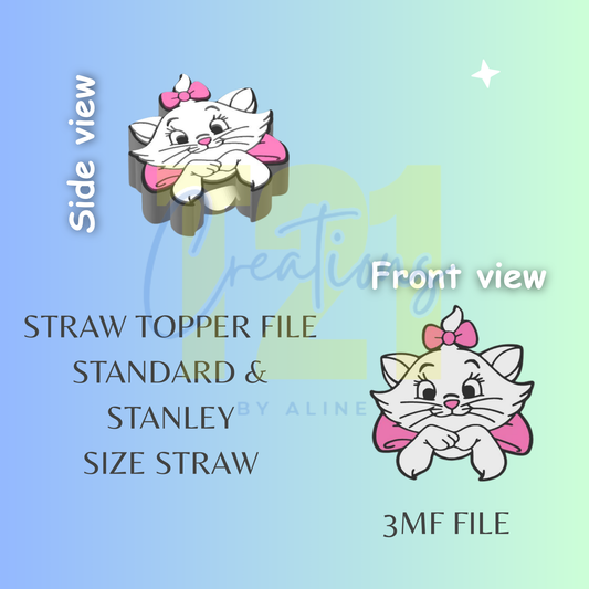 SASSY CAT STRAW TOPPER STL FILE