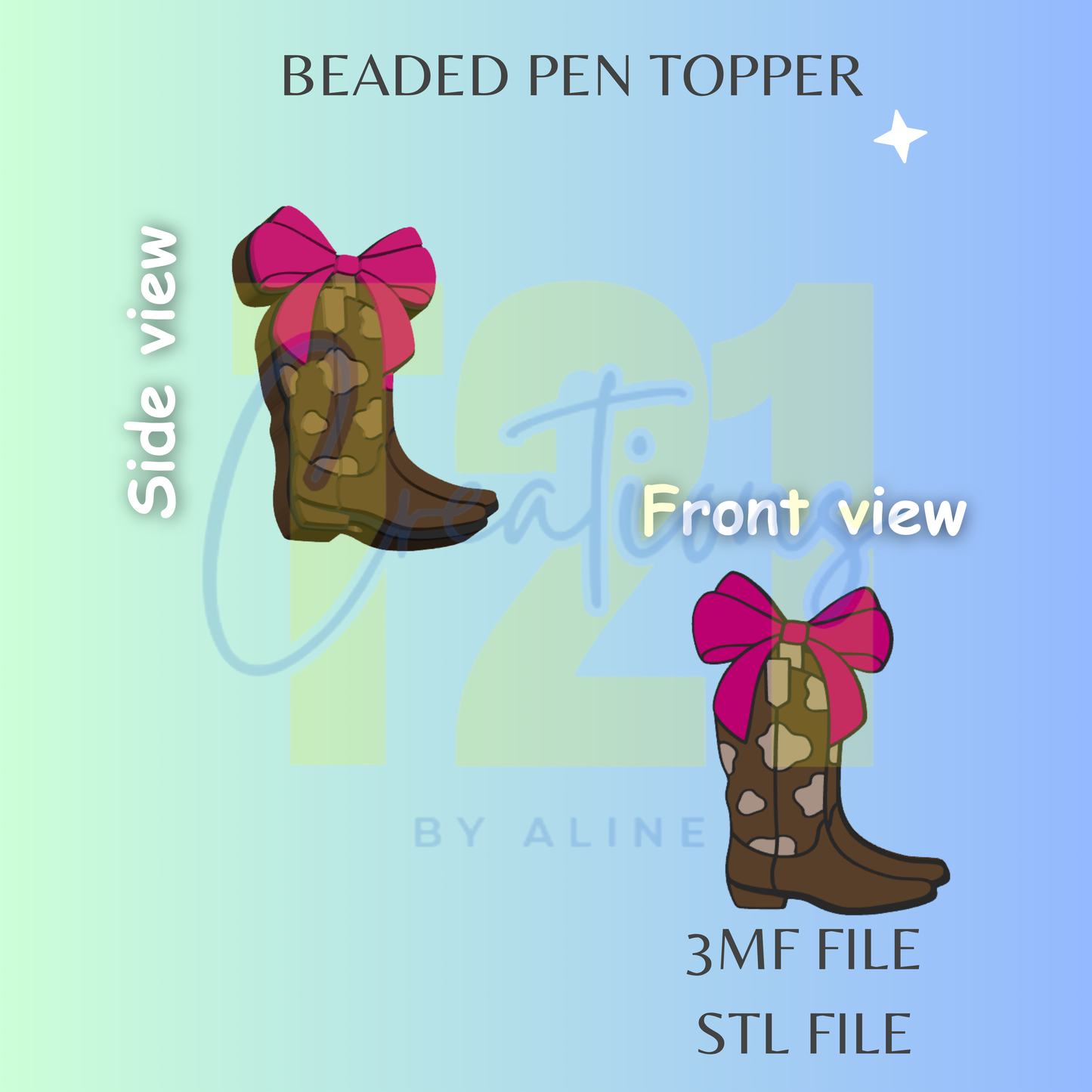 COQUETTE BOOT 2 PEN TOPPER STL FILE