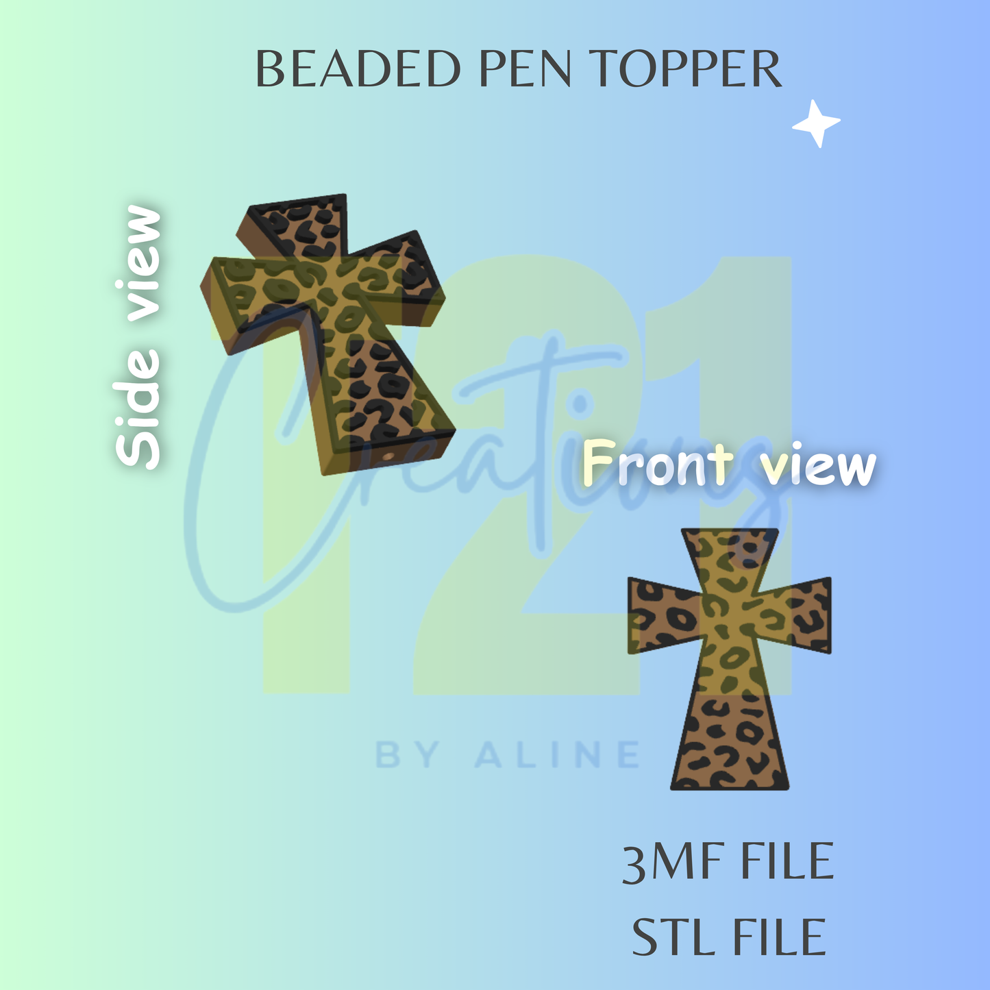 ANIMAL PRINT CROSS PEN TOPPER STL FILE