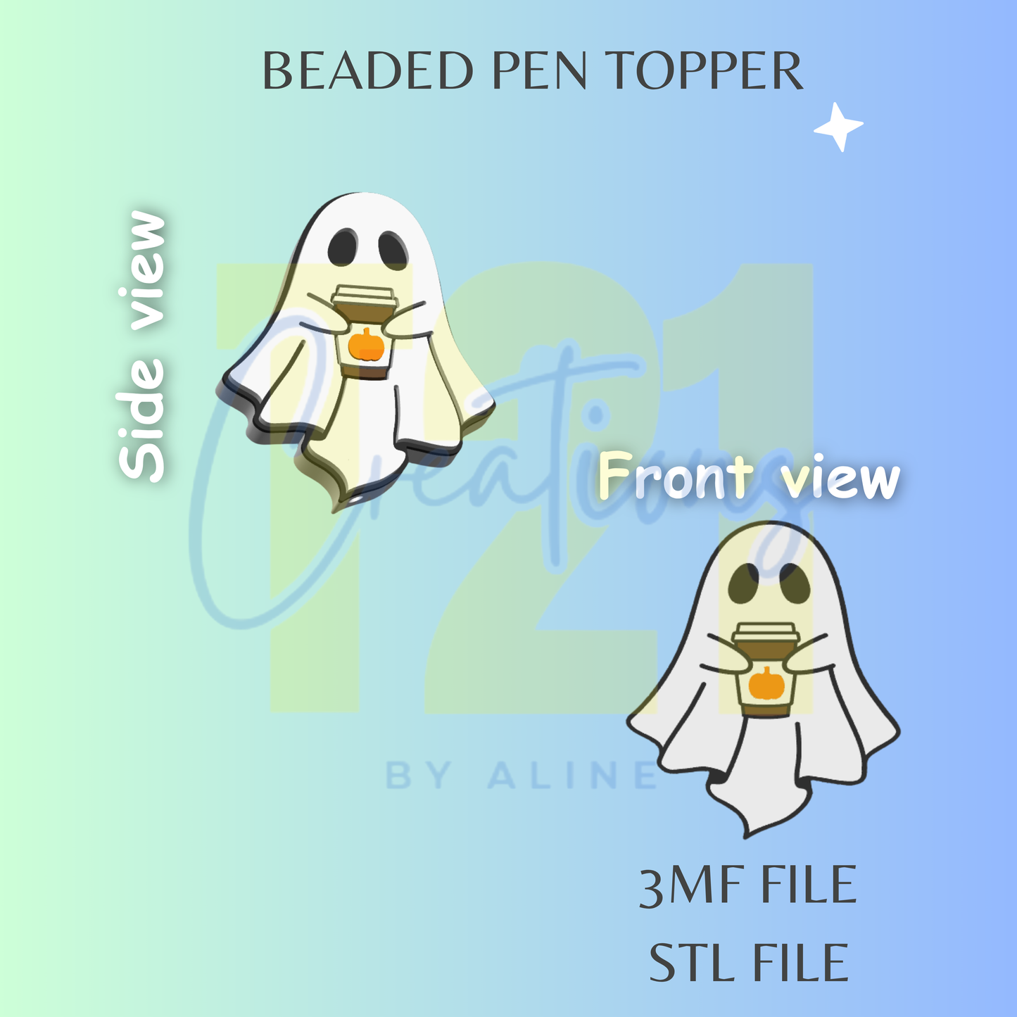 PUMPKIN SPICE GHOST PEN TOPPER STL FILE