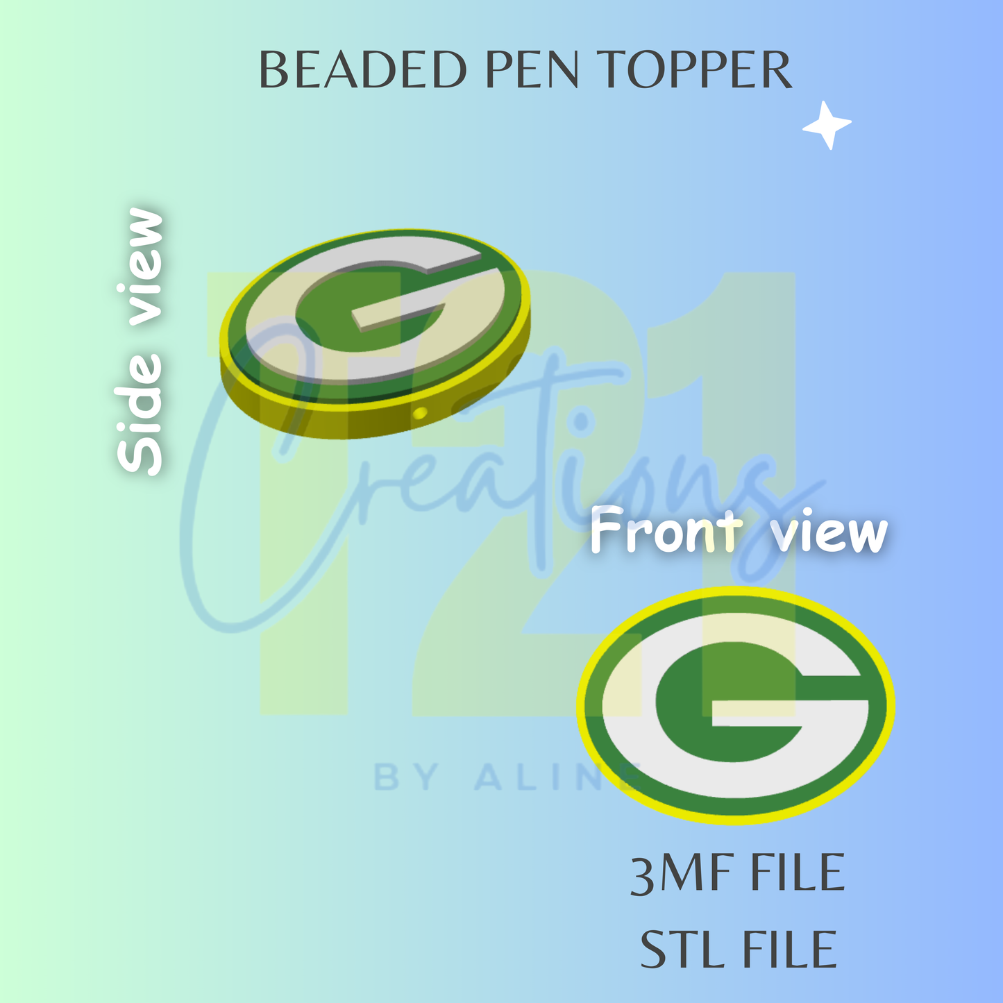 GREEN- BAY PEN TOPPER STL FILE