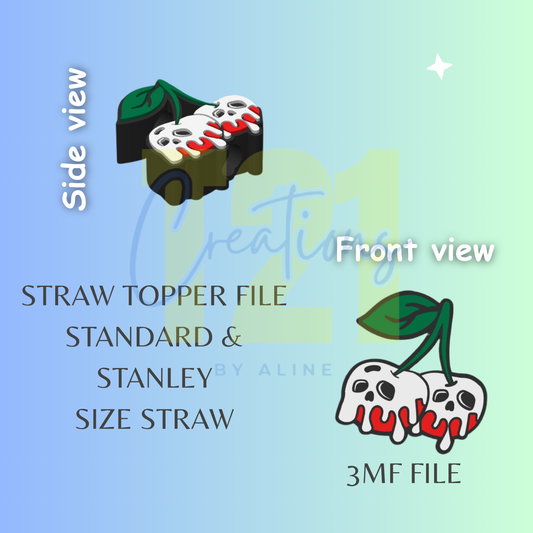 SPOOKY CHERRIES STRAW TOPPER STL FILE