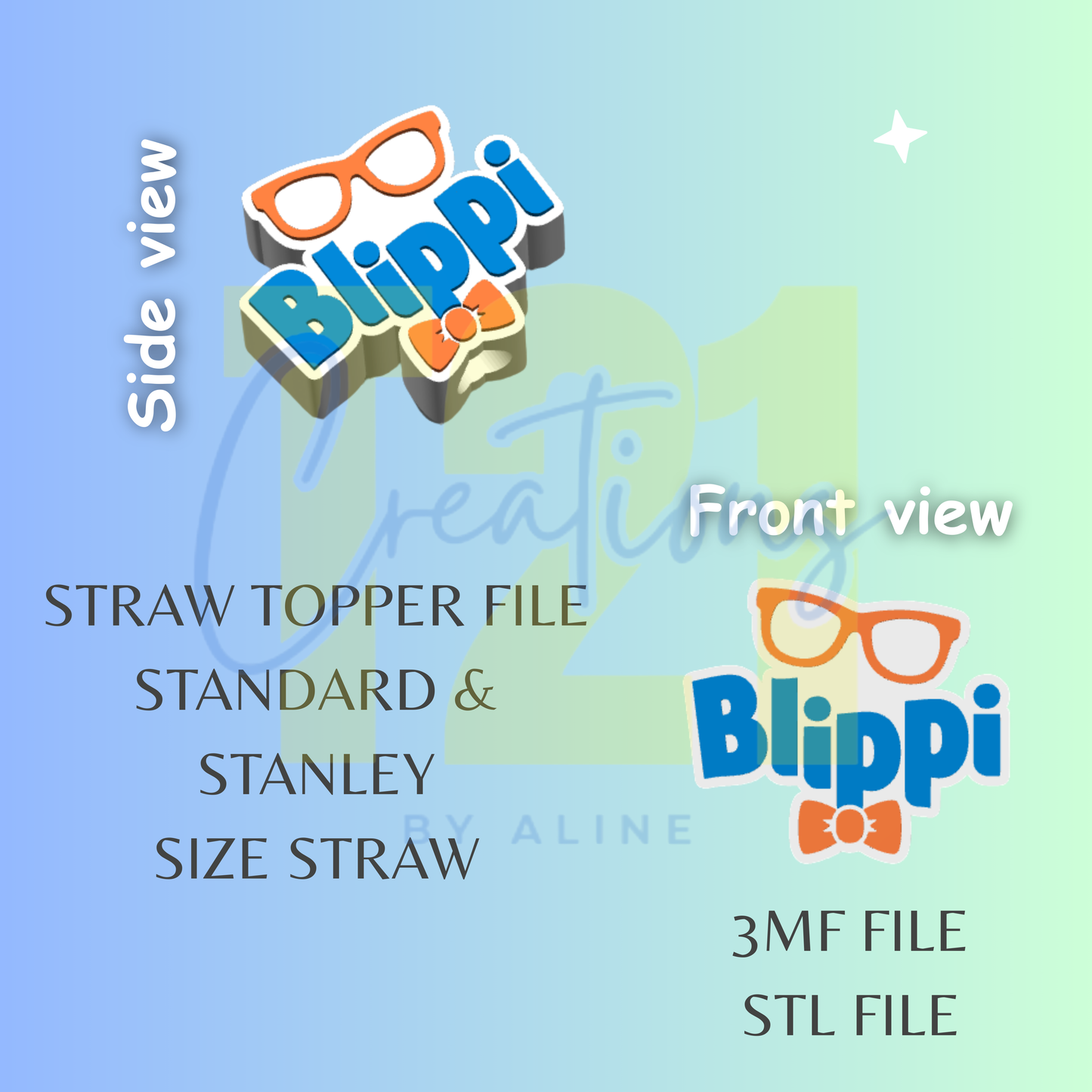 ORANGE GLASSES STRAW TOPPER STL FILE