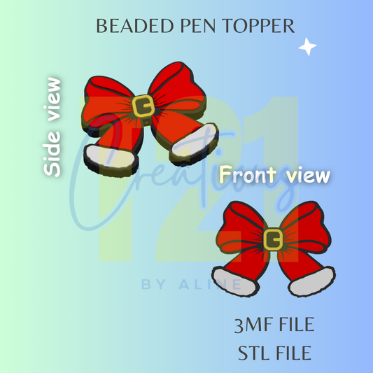 SANTA BOW PEN TOPPER STL FILE