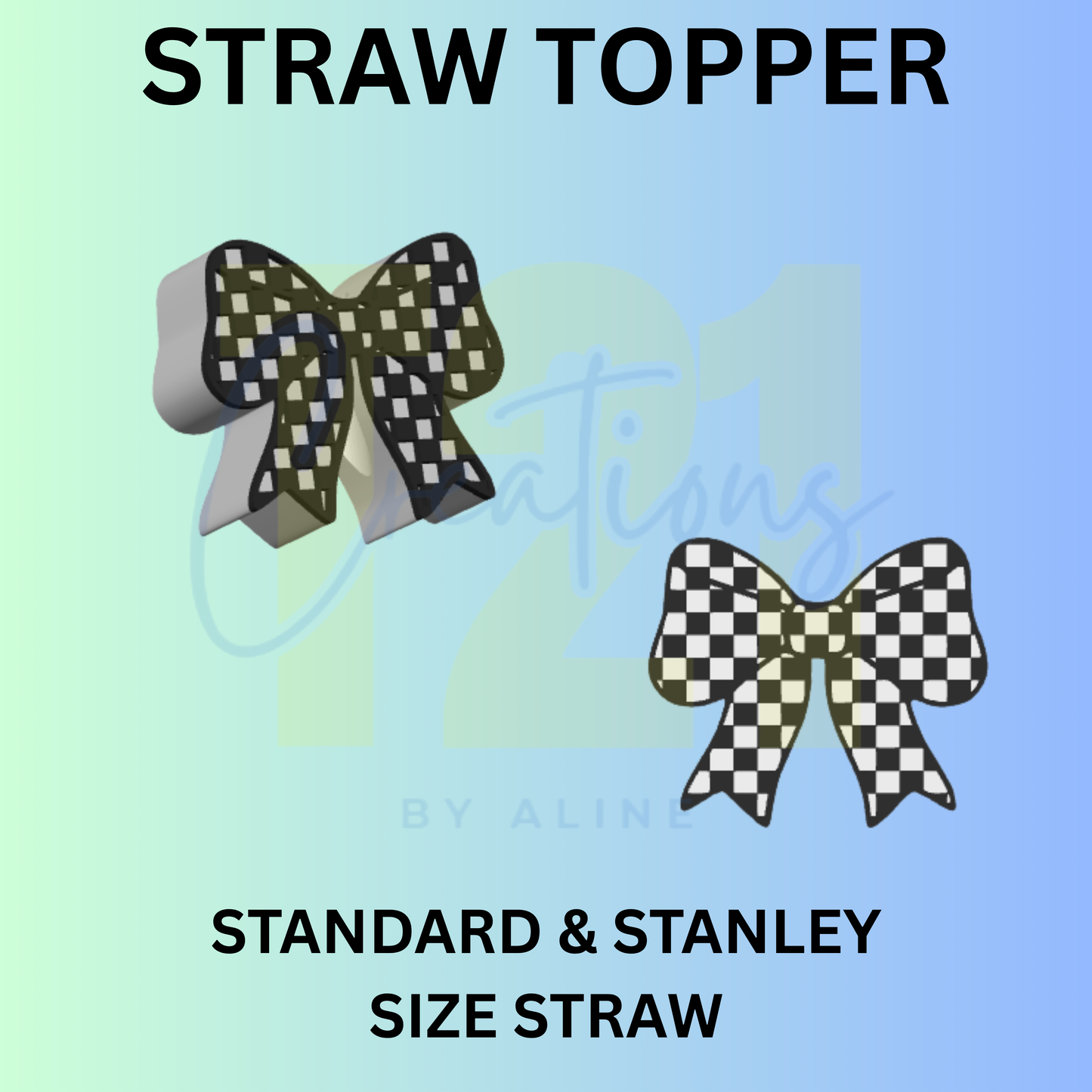 CHECKER BOW 2 STRAW TOPPER