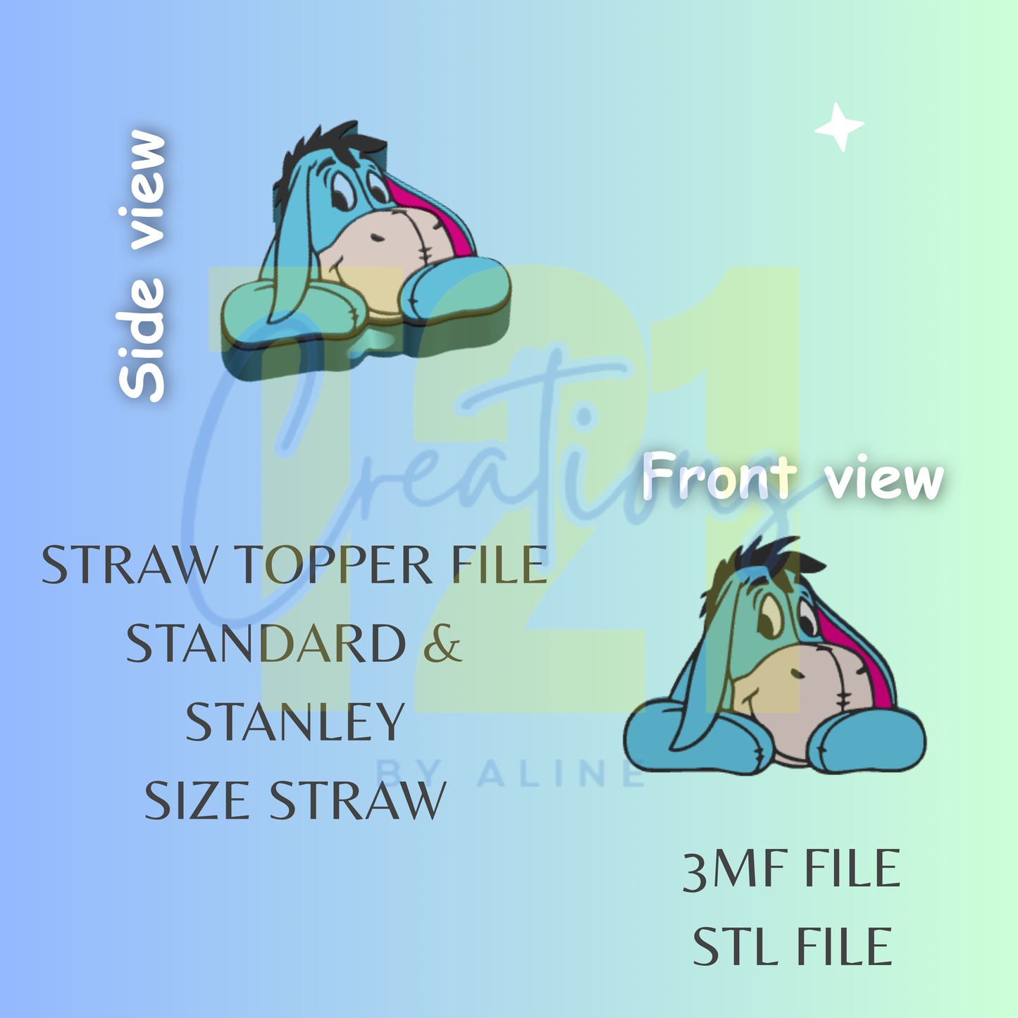 DONKEY 2 STRAW TOPPER STL FILE