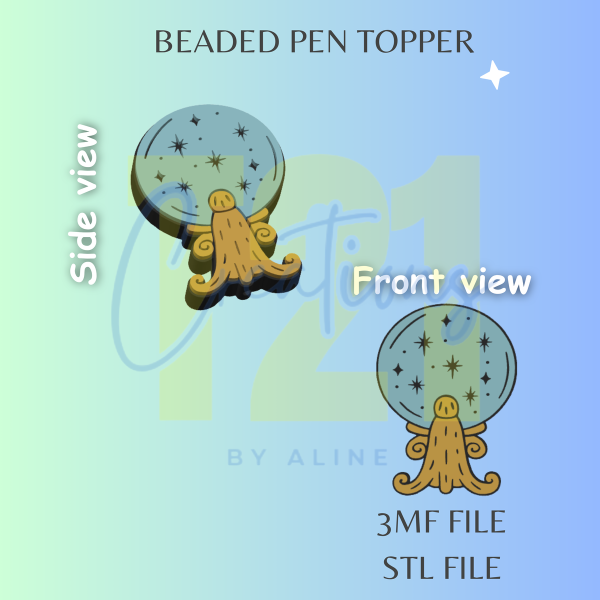 HP CRYSTAL BALL PEN TOPPER STL FILE