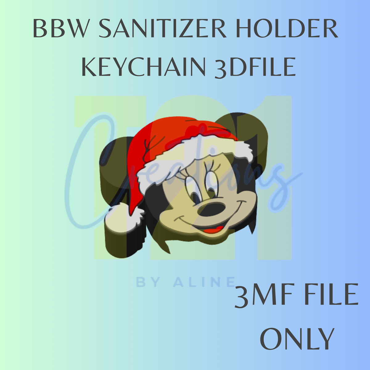 XMAS GIRL MOUSE BBW SANITIZER KEYCHAIN 3MF FILE