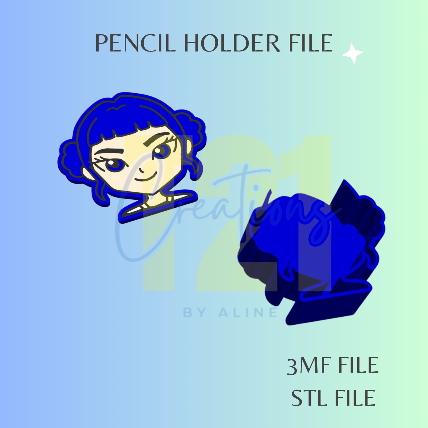 KPOP GIRL BLUE PENCIL HOLDER STL FILE