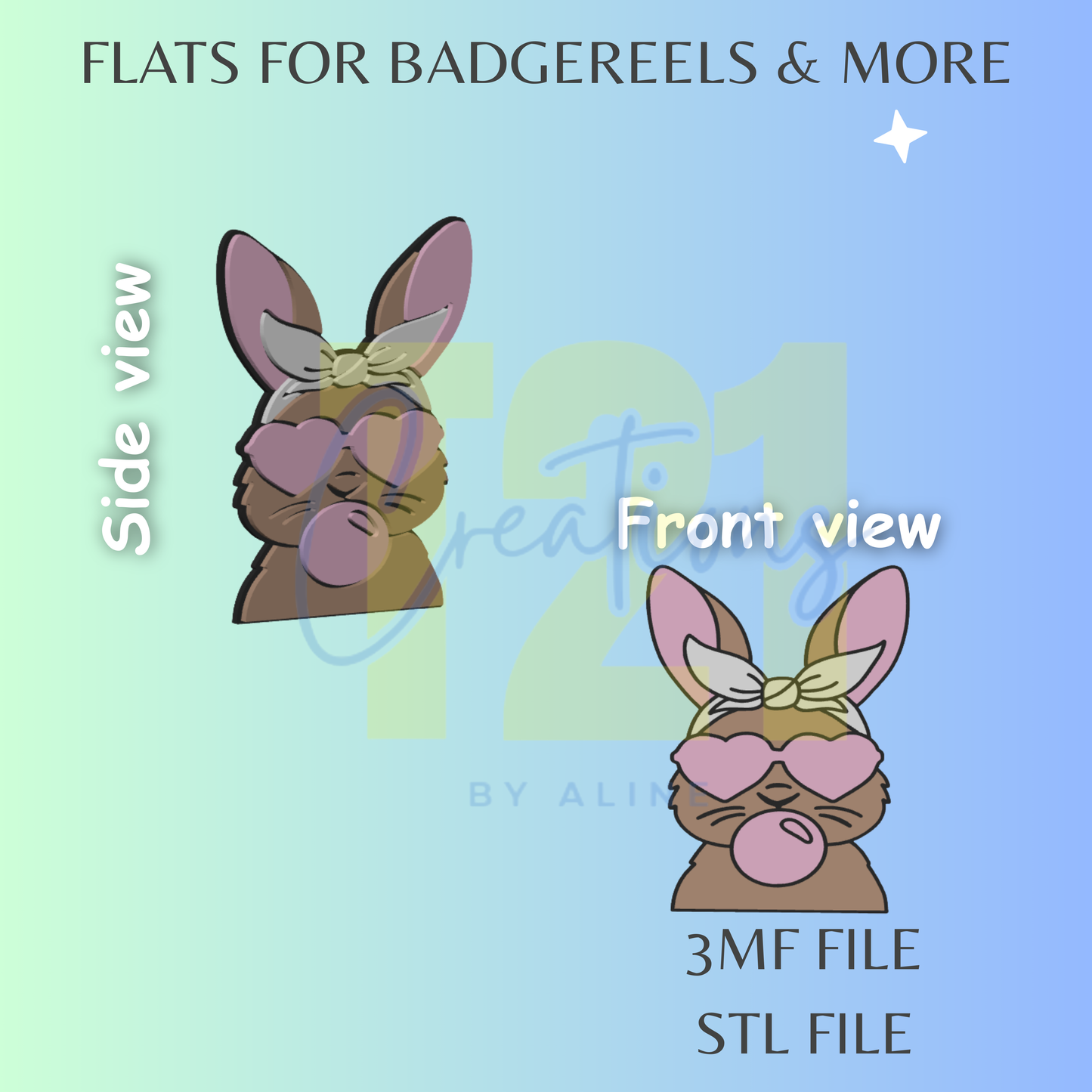 COOL BUNNY FLAT STL FILE