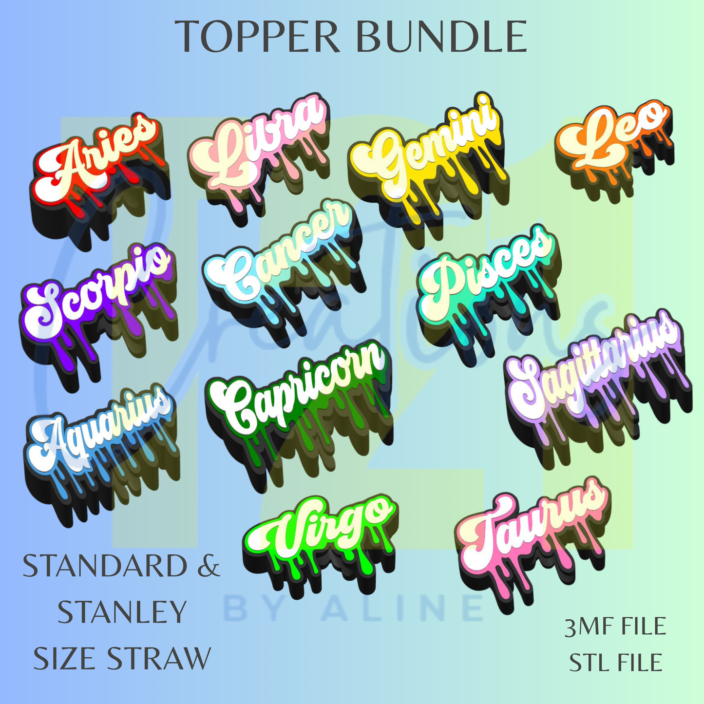 HOROSCOPE BUNDLE STRAW TOPPER STL FILE