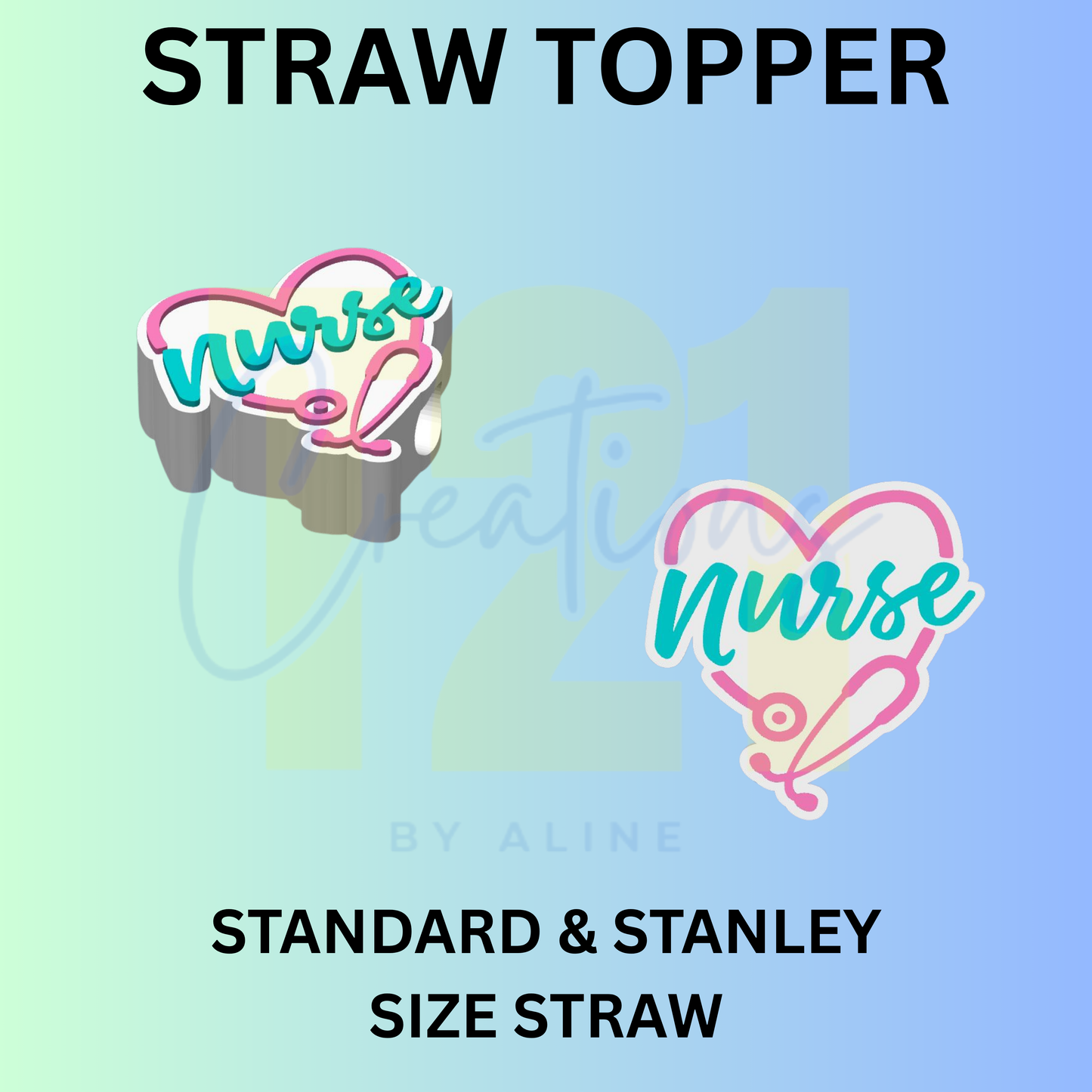 NURSE HEART STRAW TOPPER