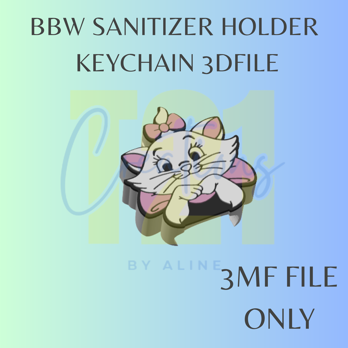 SASSY CAT BBW SANITIZER KEYCHAIN 3MF FILE