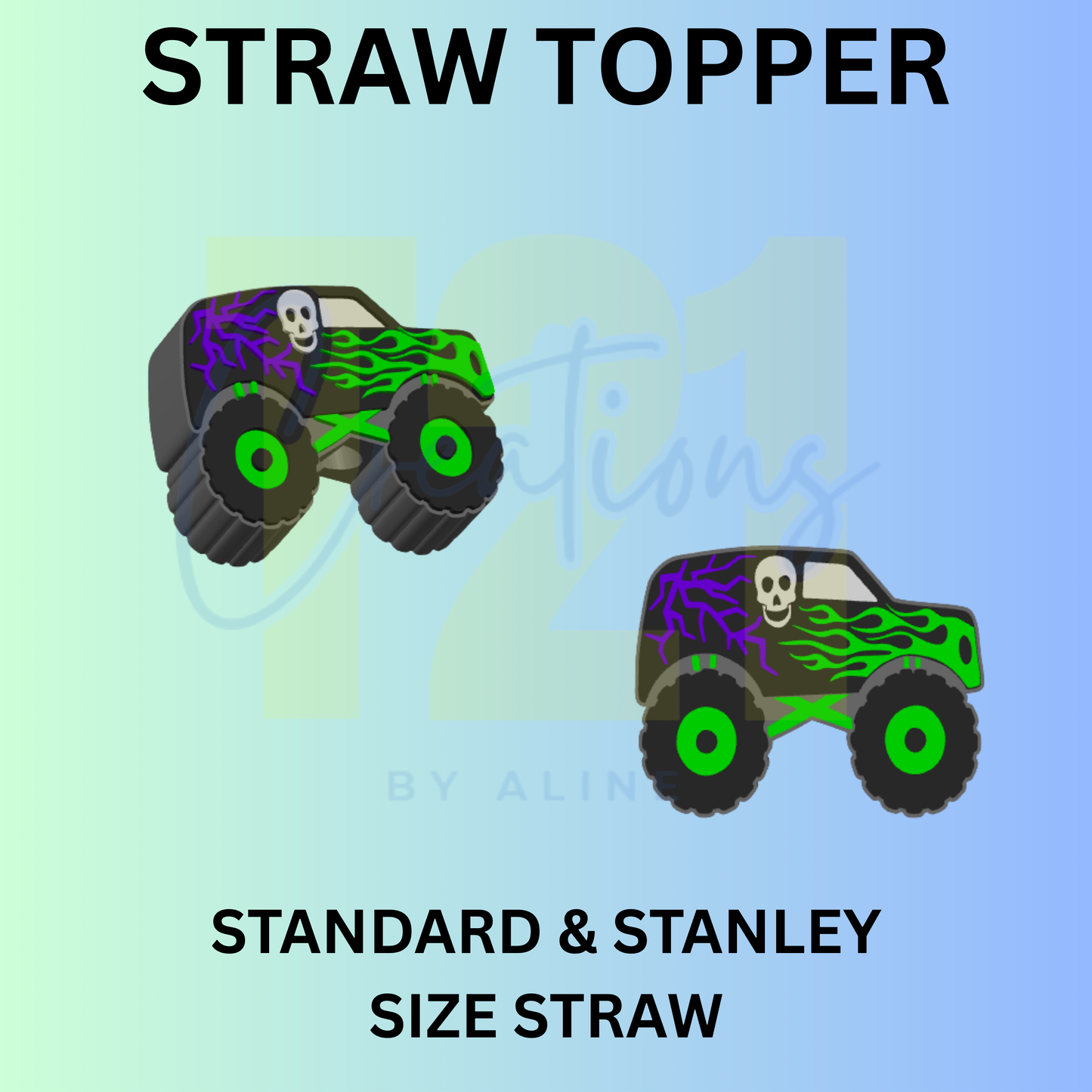 BOY TRUCK STRAW TOPPER
