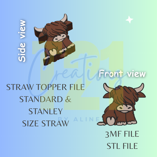 COW 2 STRAW TOPPER STL FILE