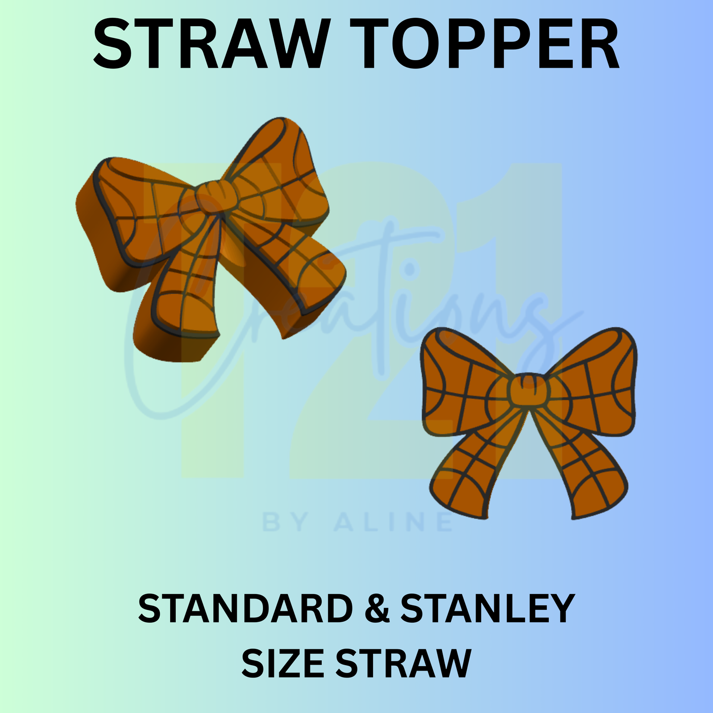 BASKETBALL BOW  STRAW TOPPER