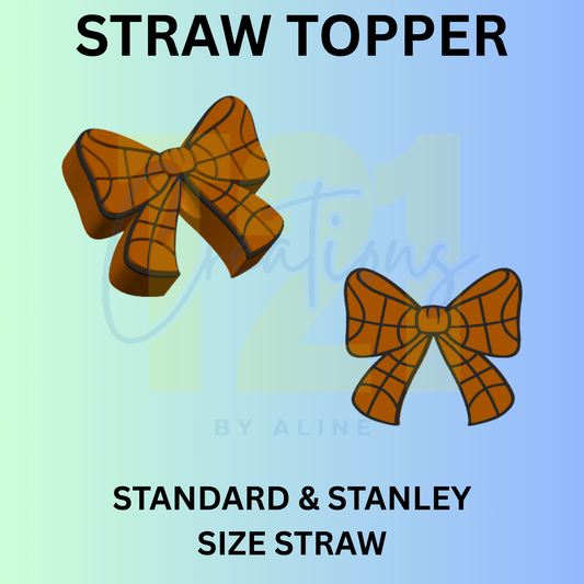 BASKETBALL BOW  STRAW TOPPER