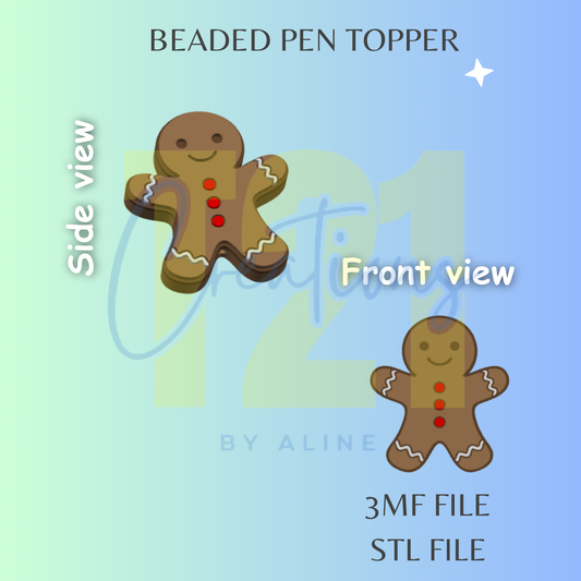GINGERBREAD BOY PEN TOPPER STL FILE