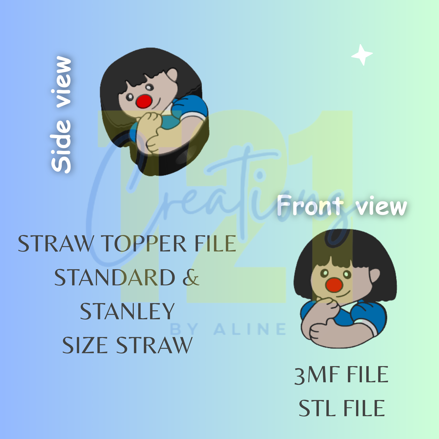 COUCH DOLL STRAW TOPPER STL FILE