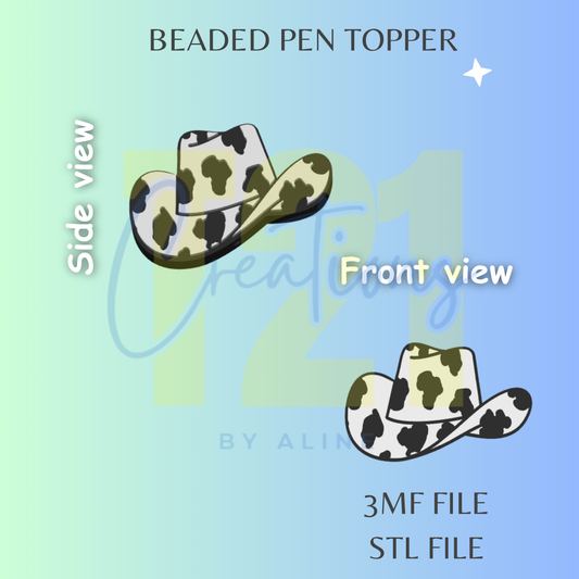 COW PRINT HAT PEN TOPPER STL FILE