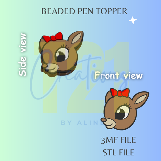 GIRL REINDEER PEN TOPPER STL FILE