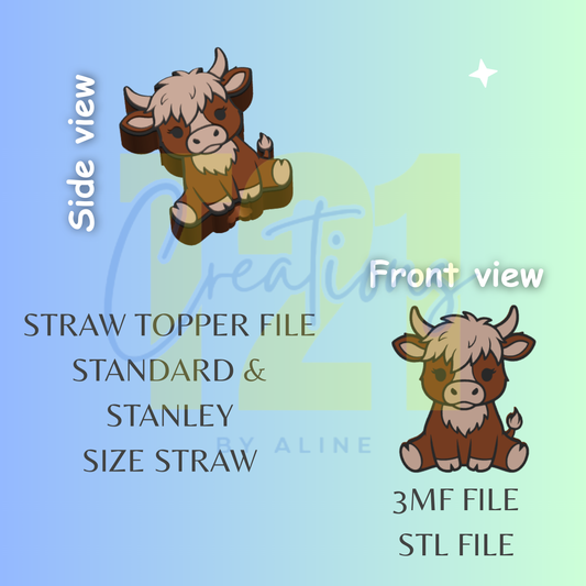 COW STRAW TOPPER STL FILE