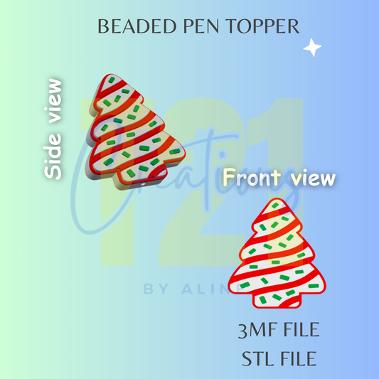 XMAS TREE CAKE PEN TOPPER STL FILE