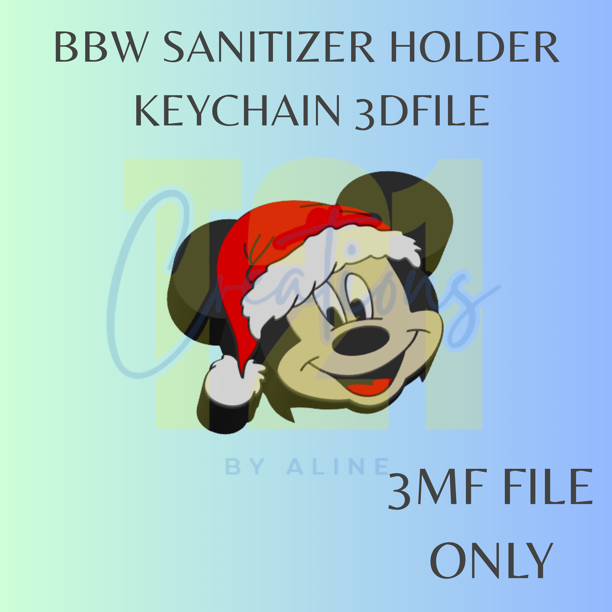 XMAS BOY MOUSE BBW SANITIZER KEYCHAIN 3MF FILE