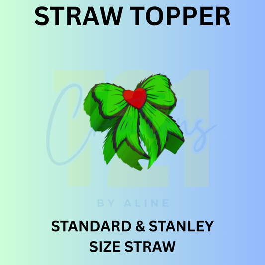 XMAS GROUCH BOW STRAW TOPPER