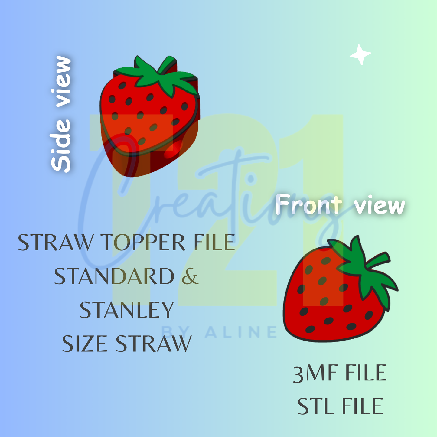 STRAWBERRY STRAW TOPPER STL FILE