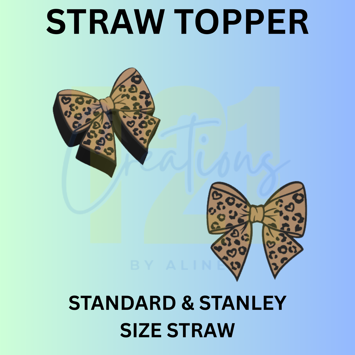 CHEETAH BOW  STRAW TOPPER