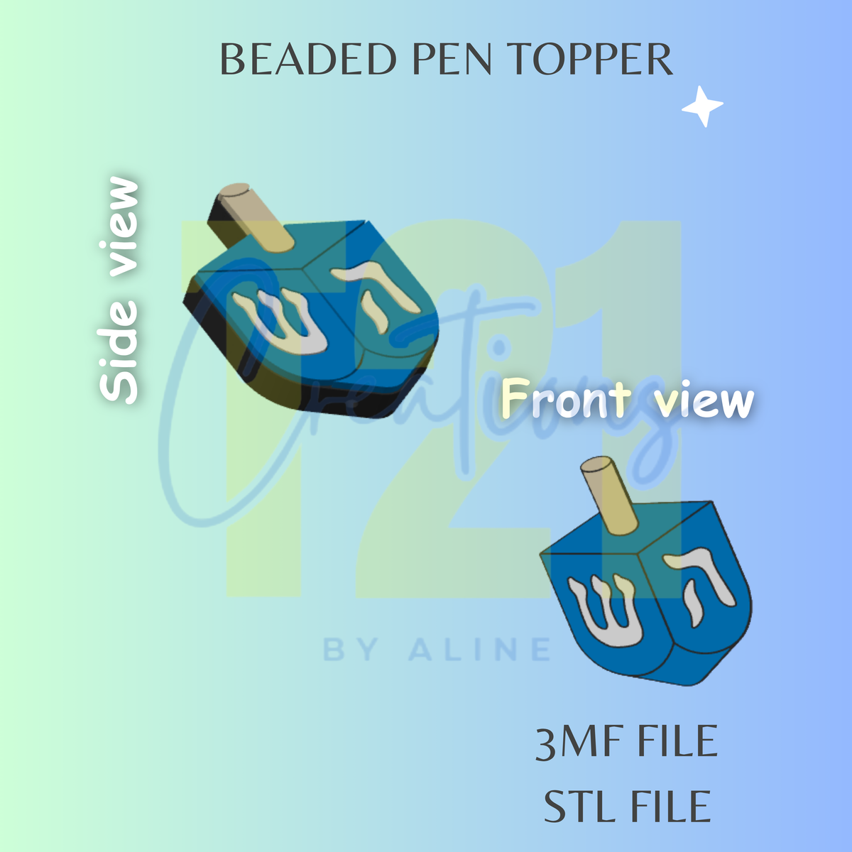 DREIDEL PEN TOPPER STL FILE