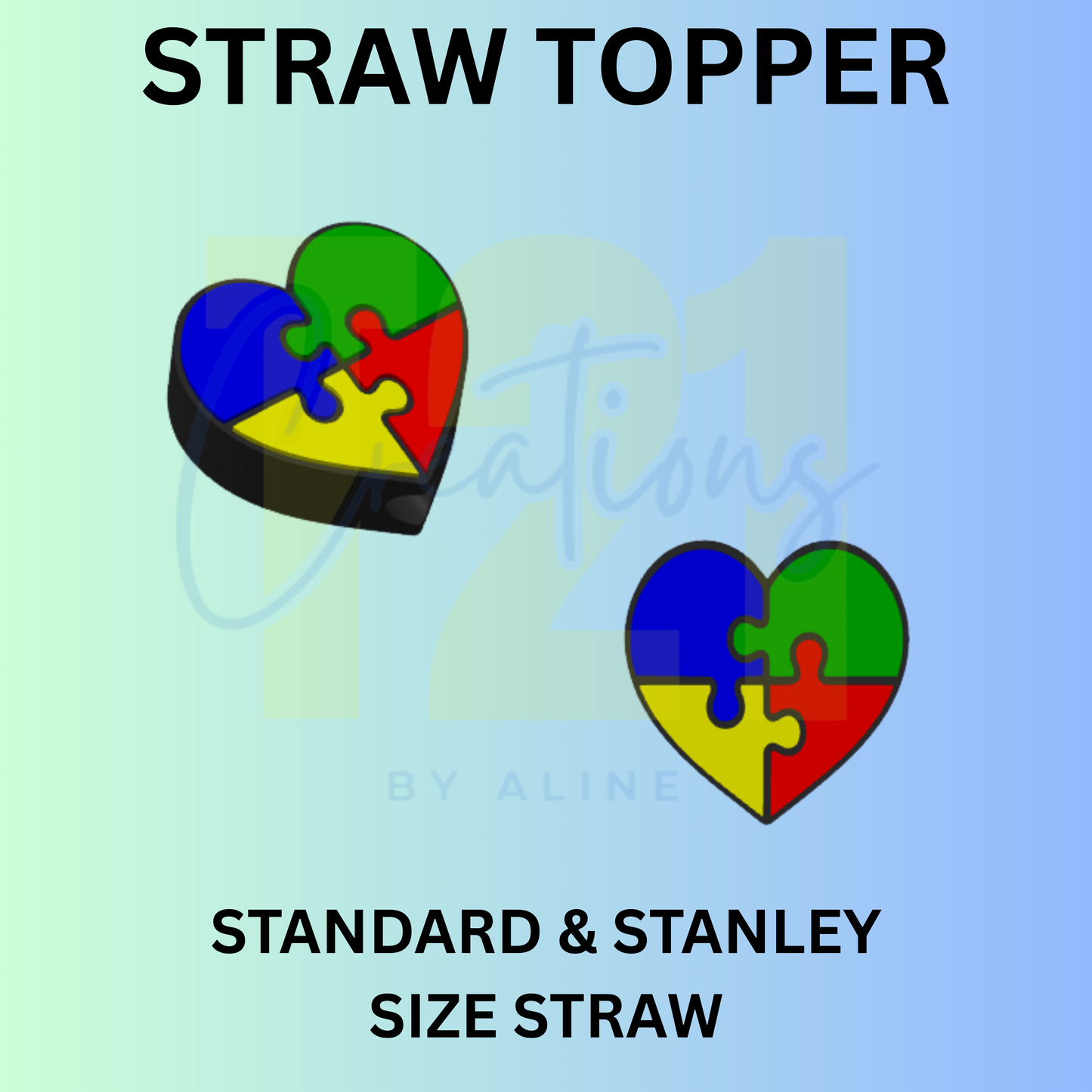 AUTISM HEART STRAW TOPPER